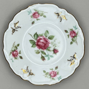 Exquisite Schwarzenhammer Bavaria Porcelain Plate with Hand-Painted Roses and Gold Accents
