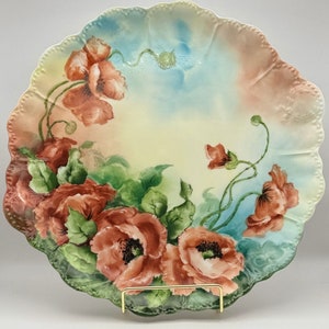 Antique Haviland France Hand-Painted Porcelain Plate with Floral Design - Scalloped Edges