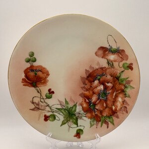 Limoges France Hand-Painted Floral Porcelain Plate with Floral Design