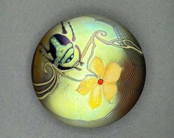 Orient & Flume Art Glass Paperweight Vase / Calla Lilly Bird