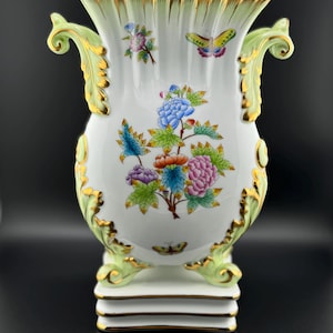 Herend Hungary Hand-Painted Queen Victoria Vase - Large Ornate Porcelain, Rare