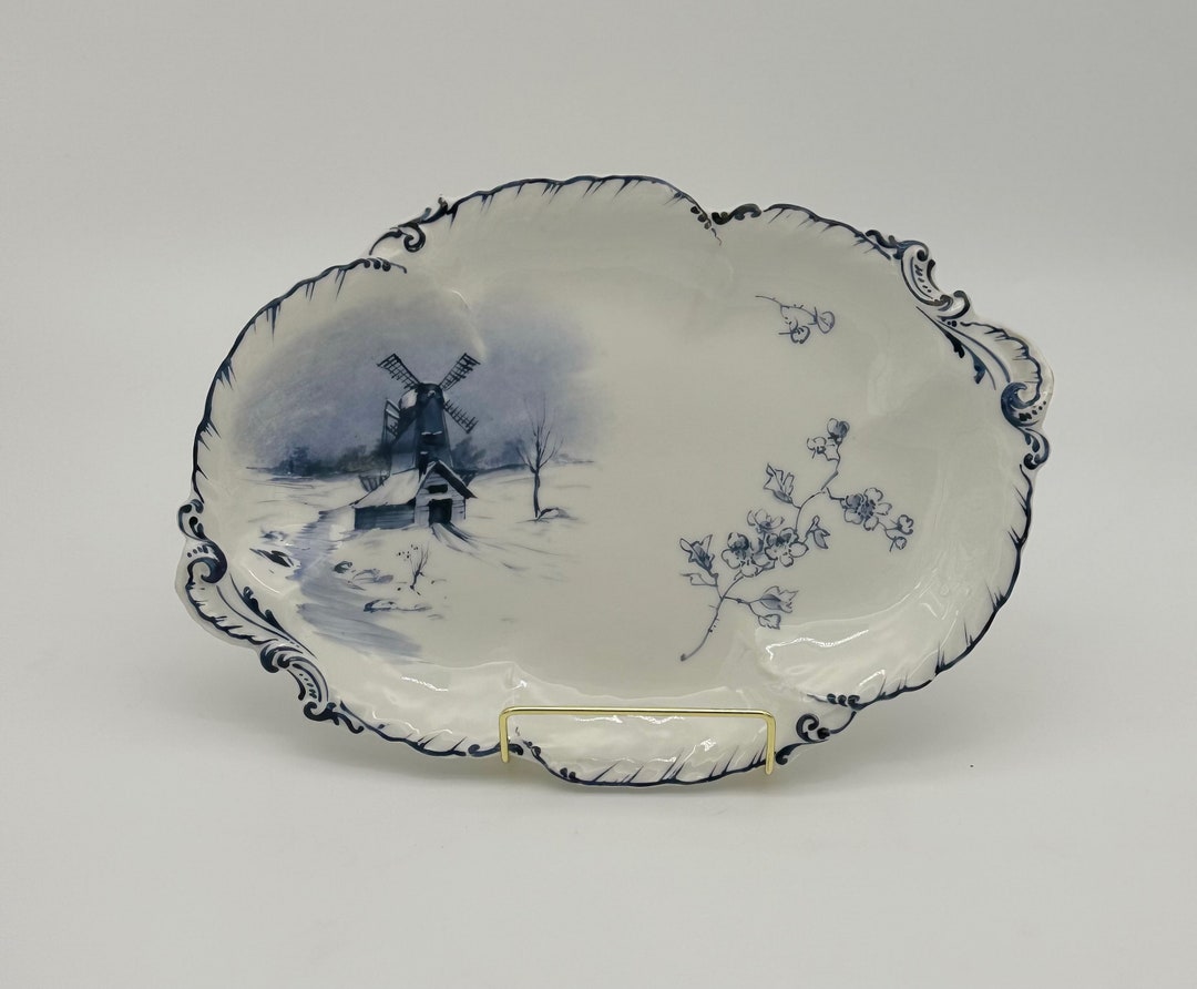 Exquisite Fairpoint Limoges Delft Blue & White Dish – Windmill Scene - Etsy