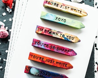 Valentine Crayon Class Favors: Rainbow Crayon Stix, Set of 4