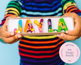 Kids BIRTHDAY Crayons - Crayon Name Set - Custom Name Crayons in a Gift Box -Birthday Gift Kids- Personalized Stocking Stuffer Gift for Kids