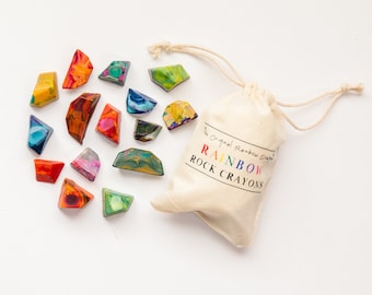 Kids Gifts & Party Favors, Rainbow Crayon Bag of 15 Rainbow Rock Crayons, Toddler Gift Boy, Rock Climbing Party, Birthday Party Favor Kid