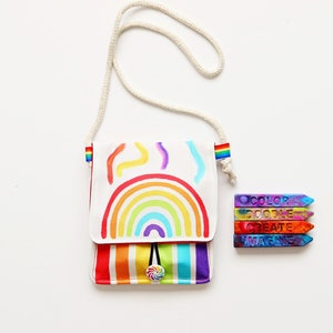 Rainbow Crayon Holder Original Rainbow Crayon® Tote Travel Art Kit for Kids Free shipping Kids Gift Coloring Activity Tote image 1