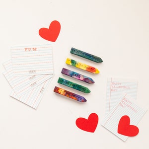 Class Valentine Crayon Card, Mini Rainbow Crayon Stix® Valentines Day Favors Kids Crayons Class Valentines Valentine Card image 3