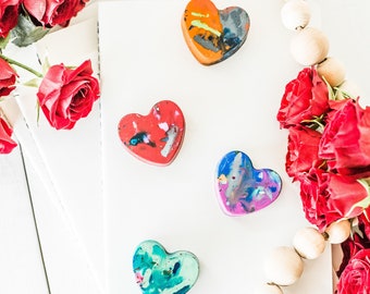 Valentine Heart Favors for Class Valentines BULK Set -Kids VALENTINE'S Day Mini Heart Crayons -Valentines Day Class Favors-Class Valentines