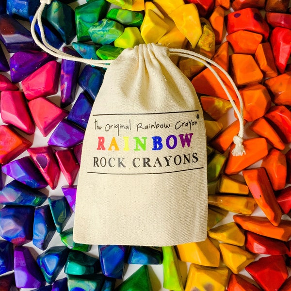 Kids Crayon Birthday Favor Gift,  Rainbow Rock Crayons Easter Basket Filler, Bag of 15 Mini Rainbow Rock Recycled Crayons,  Kids Art Present