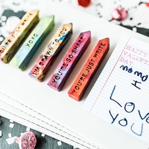 Class Valentine Crayon Card, Mini Rainbow Crayon Stix® Valentines Day Favors Kids Crayons Class Valentines Valentine Card image 1
