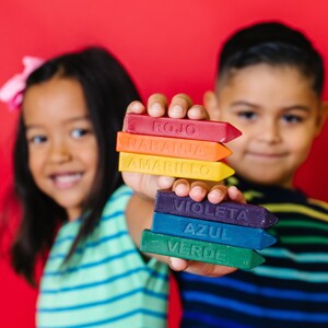 Crayons with Spanish Names Crayon Set, Solid Colored Crayon Stix®, Mini Original Rainbow Crayon Stix® , Kids Crayon Gift, Rainbow Crayon image 1