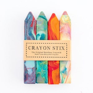 Kids Birthday Gift, Crayon Stix® - Original Rainbow Crayon® Stix -Set of 4 Crayons, Birthday Gift for Boy or Girl, Multicolored Crayon