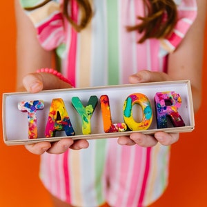 Crayons for Kids | Personalized Name Crayon Gift for Kids,  Crayon Name Set, Alphabet Letters in Gift Box, Custom Class Valentines for Kids