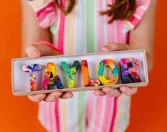 Personalized Name Crayon Set: Rainbow Letter Gift for Kids