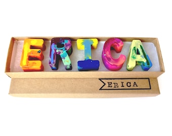 Kids BIRTHDAY Crayons - Crayon Name Set - Custom Alphabet Name Crayons in a Gift Box - Crayon Toy - Birthday Gift Kids - Class Valentines