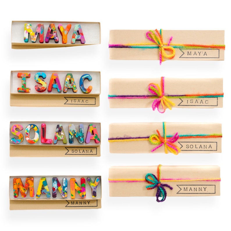 Personalized Name Crayon Gift Set, Coloring Activity for Kids, Custom Name Rainbow Crayons, Children's Birthday Gift Boy or Girl image 2