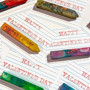 Class Valentine Crayon Card, Mini Rainbow Crayon Stix® Valentines Day Favors Kids Crayons Class Valentines Valentine Card image 5