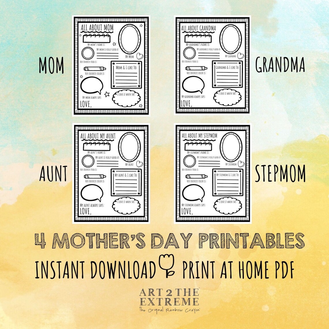 PRINTABLE Coloring Card for Mom Mom Birthday Gift Printable | Etsy