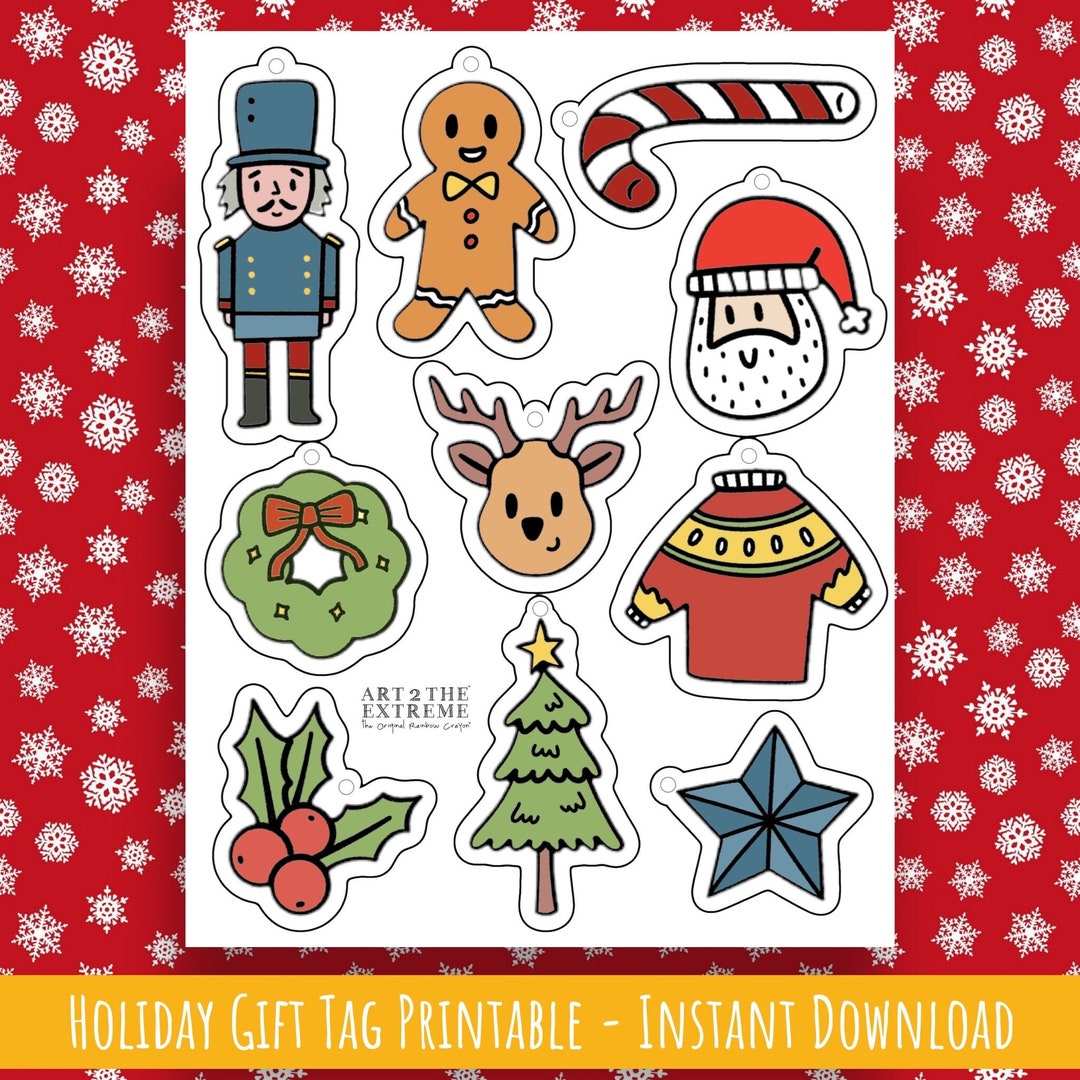 Printable Holiday Gift Tag, Christmas Wrapping Paper Gift Tag, Instant ...