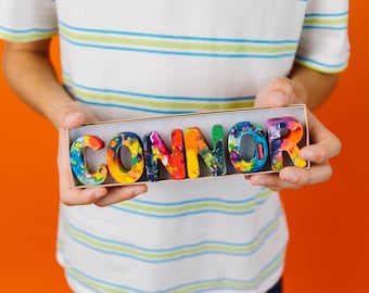 Personalized Crayons for Children - Custom Name Crayons in a Gift Box, Birthday Gift for Children, Personalized Christmas Gift for Boy
