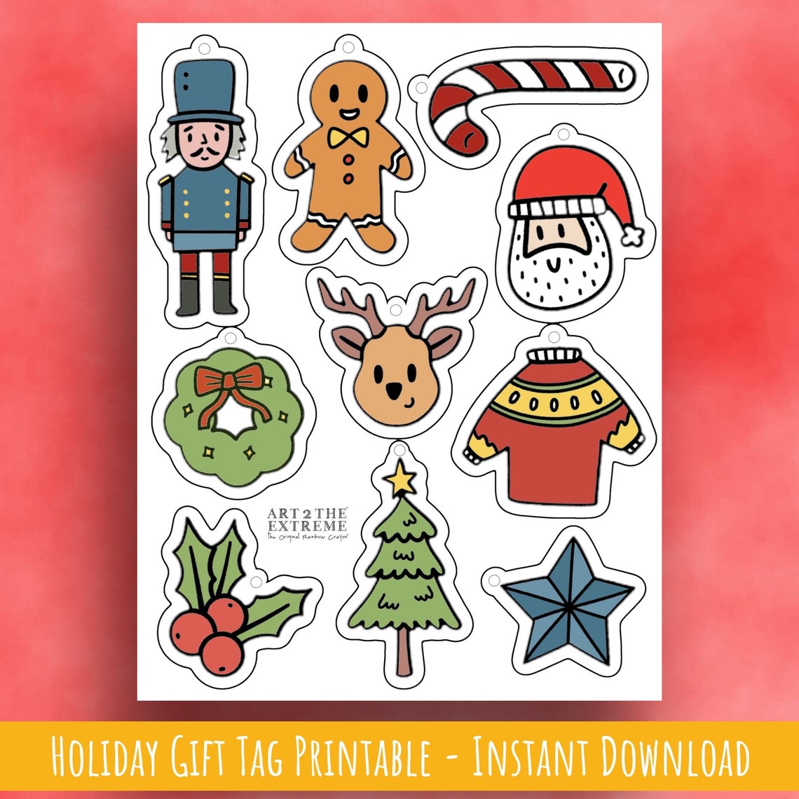 Printable Holiday Gift Tag Christmas Wrapping Paper Gift Tag Etsy