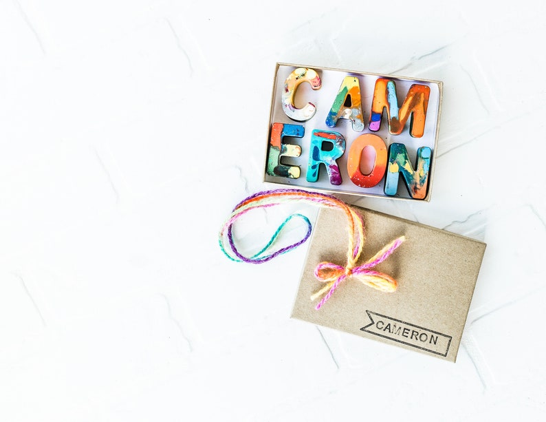 Our rainbow crayon letters come ready-to-gift and are the best personalized gift for a child or art lover.