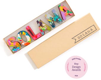 Personalized Crayons for Child - Crayon Name Set, Custom Alphabet Name Letters in a Gift Box, Birthday Gift Kids Toy, Stocking Stuffer Boy