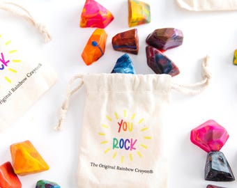 Rock Crayons Party Favors: Kids Birthday Goodie Bag - 7 Multicolored Crayon Rocks per Favor