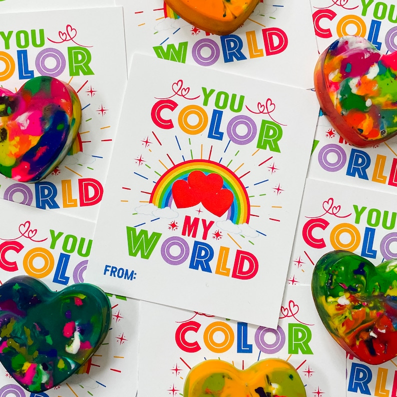 Printable Valentines for Kids: You Color My World (digital Download) - Etsy