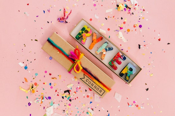 Name Crayon Gift for Kids - Rainbow Crayon Name Set, Stocking Stuffer Idea for Boy or Girl, Party Favor for Kid, Custom Crayon Personalized