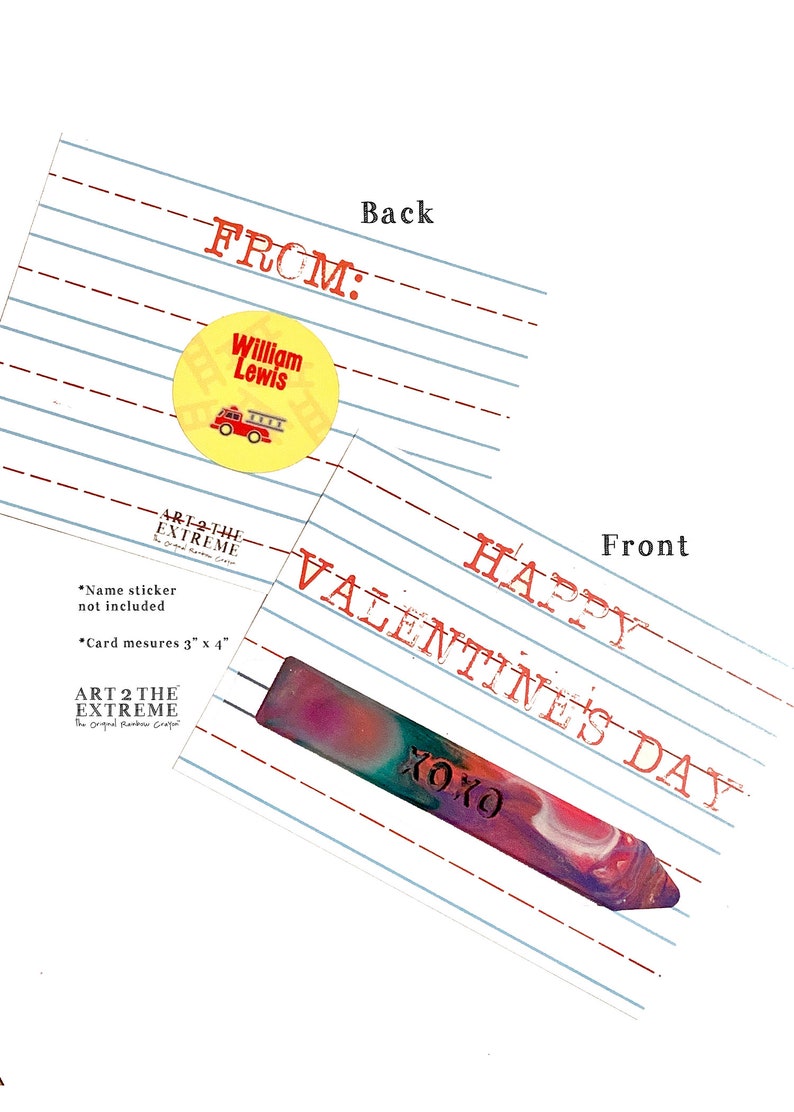 Class Valentine Crayon Card, Mini Rainbow Crayon Stix® Valentines Day Favors Kids Crayons Class Valentines Valentine Card image 8