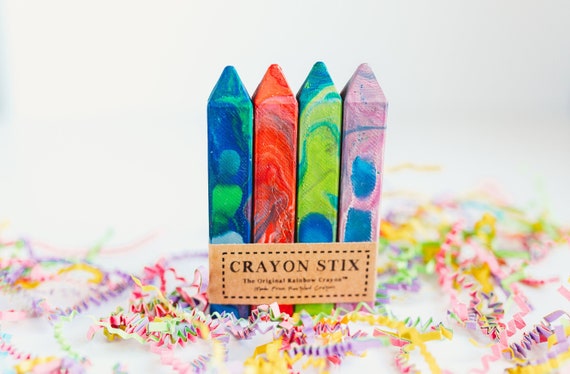 Crayon Gift Kids CRAYONS Stix - Birthday Favor Rainbow Crayon Stix - Set of 4 Crayons- Crayon Gift- Toddler Crayons Birthday Gift for Kids