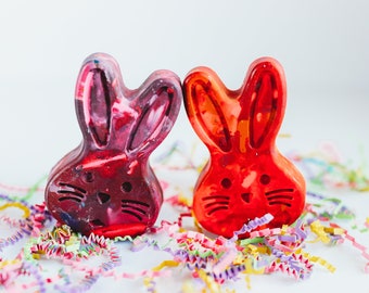 Rainbow Crayon Bunny Easter Basket Stuffer - Oversized Crayon, Easter Basket filler for Child, Single Bunny Crayon for Kids Easter Gift