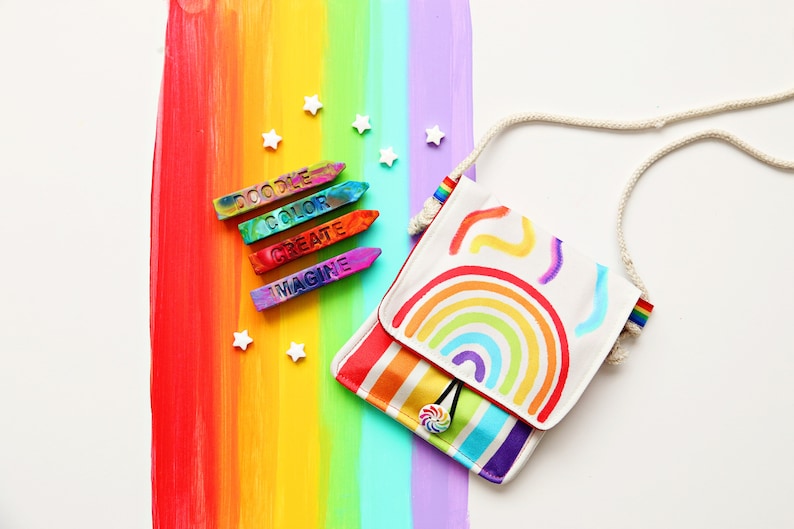 Rainbow Crayon Holder Original Rainbow Crayon® Tote Travel Art Kit for Kids Free shipping Kids Gift Coloring Activity Tote image 8