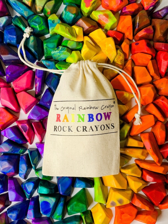 Kids Crayon Birthday Favor Gift, Rainbow Rock Crayons Easter Basket Filler,  Bag of 15 Mini Rainbow Rock Recycled Crayons, Kids Art Present 