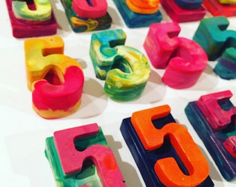 Kids NUMBER Crayon Birthday Favors - Mini Number Rainbow Crayon Bulk Favors - Birthday Favors -Individually Packaged-Pick Number Bulk Order