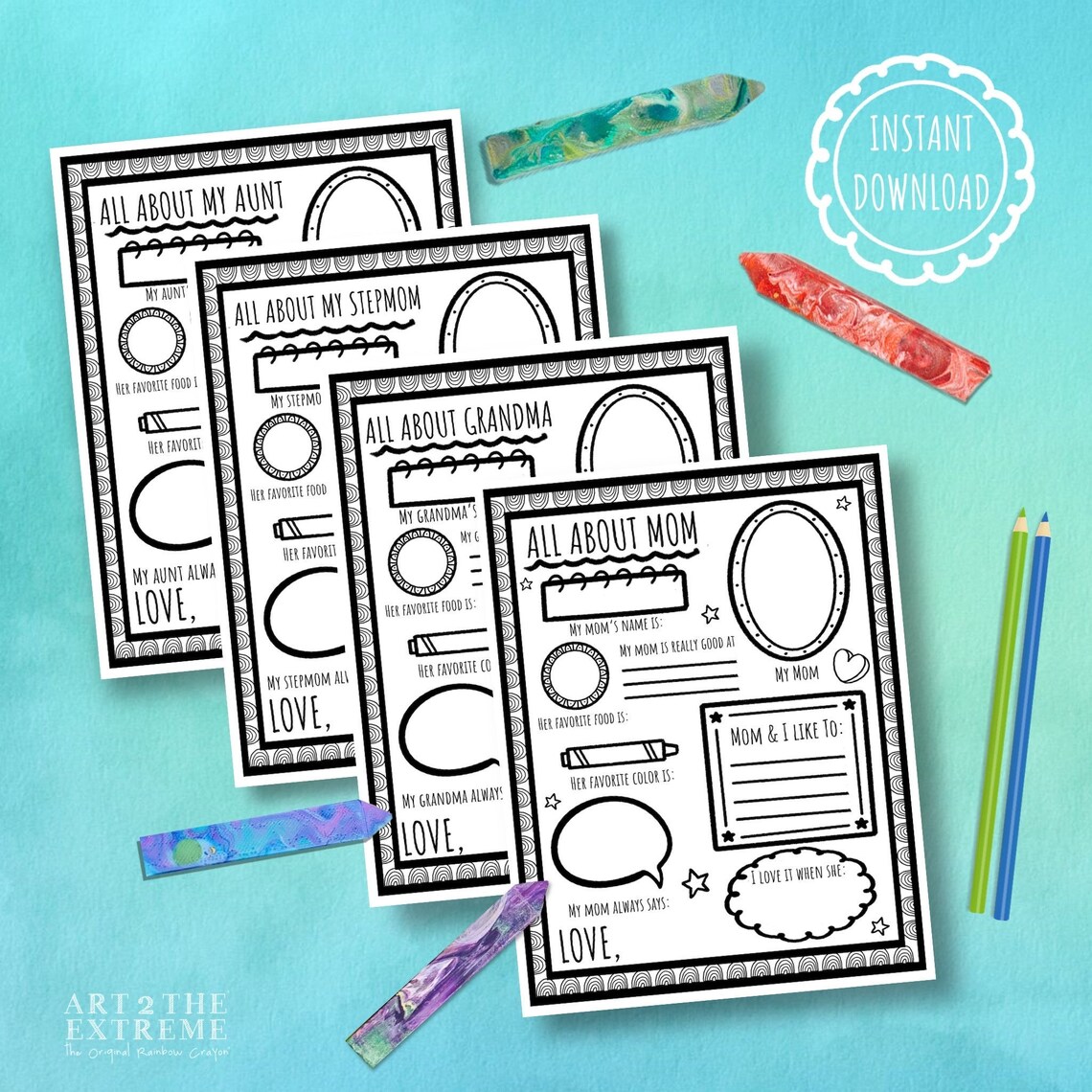 PRINTABLE Coloring Card for Mom Mom Birthday Gift Printable | Etsy