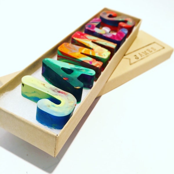 Rainbow Crayon NAME Crayons - Personalized Crayon Set for Kids - Custom Alphabet Name Crayons in a Gift Box, Christmas Gift for boy or girl