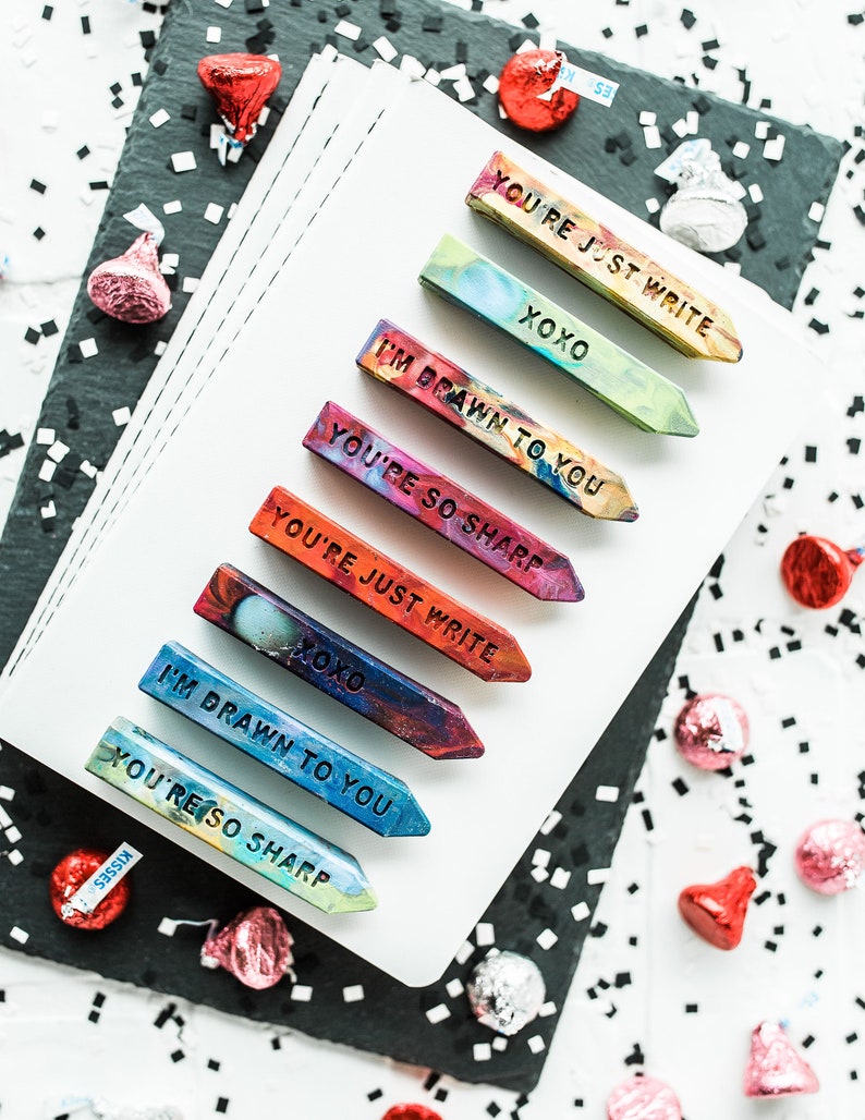 Class Valentine Crayon Card, Mini Rainbow Crayon Stix® Valentines Day Favors Kids Crayons Class Valentines Valentine Card image 2