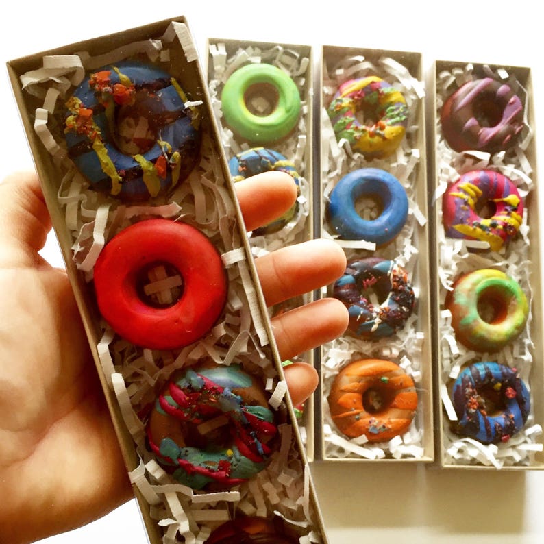 Download Donut Crayons Mini Donut Crayon Boxed Set of 4 Recycled | Etsy