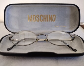 Moschino designer Vintage peace logo reading glasses - Women's, Dark silver - one size