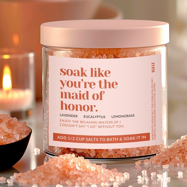 Maid of Honor Bath Salts | Personalized Maid of Honor Gift | Maid of Honor Proposal Gift | Custom Unique Bridesmaid Gift | Bridal Party Gift