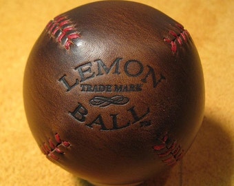 Legendary Brown Chromexcel LEMON BALL vintage style lemon peel baseball. Brown with Red Stitches