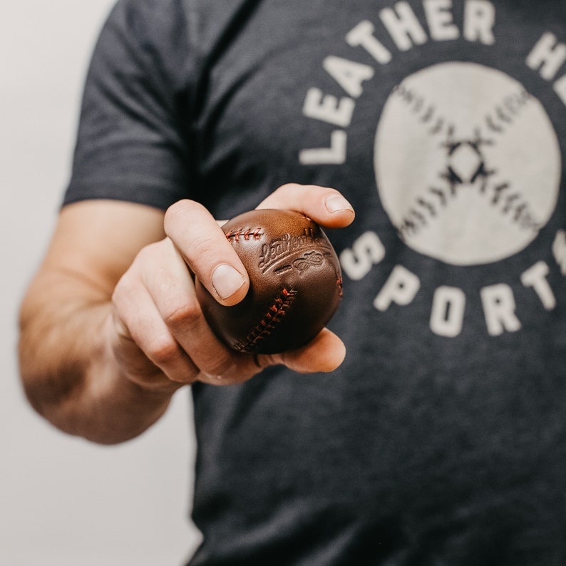 LEMON BALL Vintage Style Baseball Brown Leather With Red Etsy
