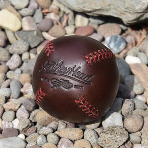 LEMON BALL vintage style baseball, Brown leather with red stitches, Ball, Sports, Play, Handmade LB-Cxl-Red image 4