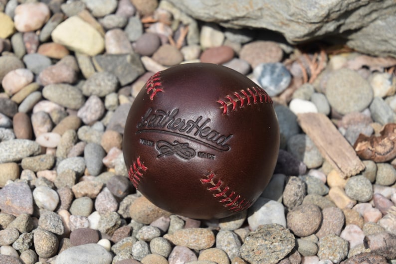 LEMON BALL Vintage Style Baseball Brown Leather With Red Etsy