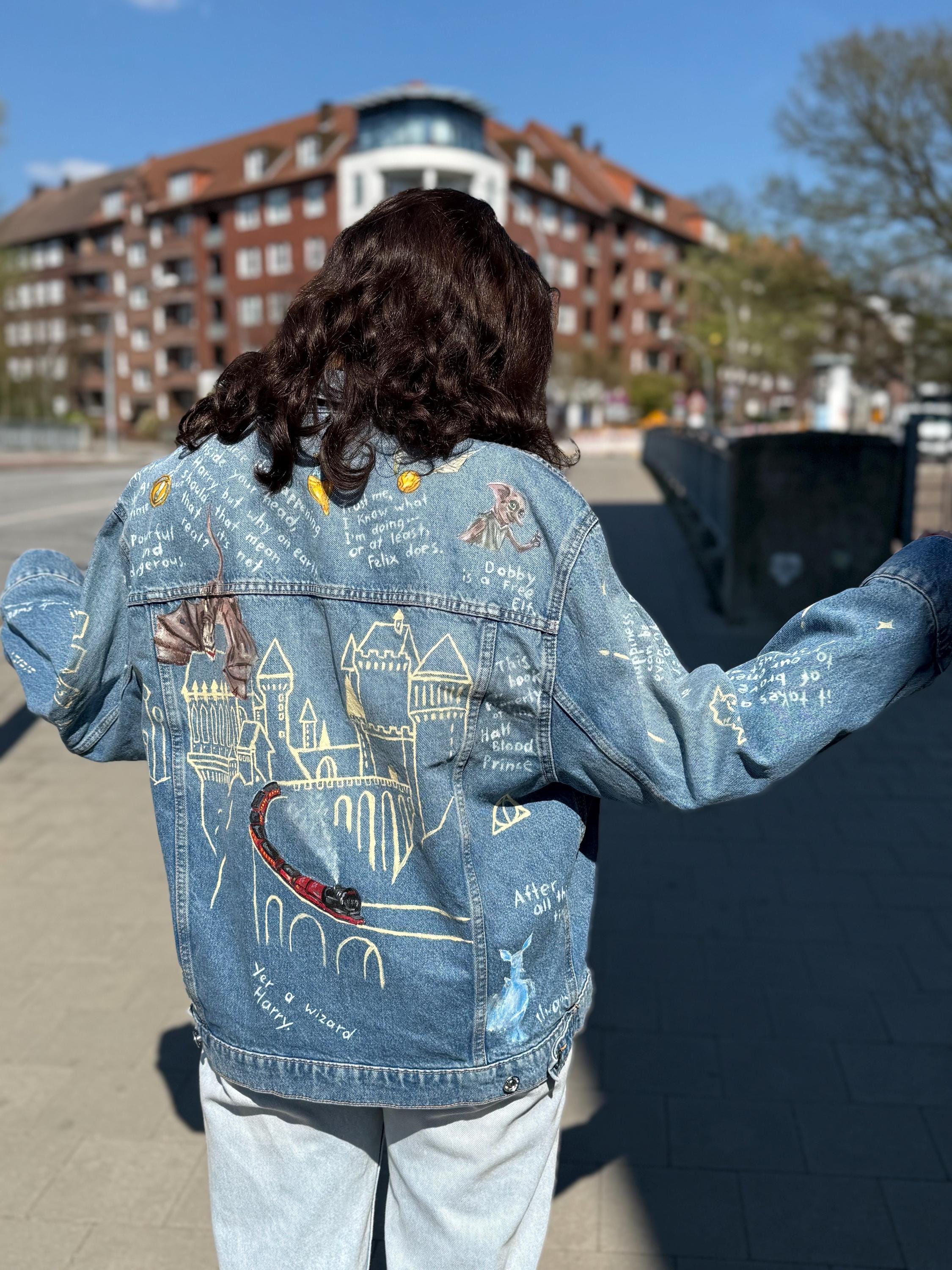 Hand-painted Denim Jacket: Magical Theme, Customizable - Etsy