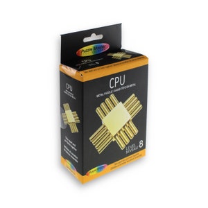 May include: A gold metal puzzle box with the text "CPU" and "Metal Puzzle/Casse-Tete en Metal" on the front. The box has a level 8 difficulty rating.