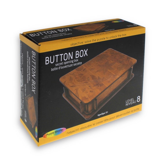 Button Box Wood Puzzle, Brain Teaser, Game, Mechanical Puzzle, IQ