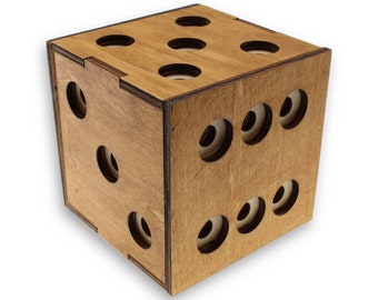 Dice Box Wood Puzzle, Brain Teaser, Game, Mechanical Puzzle, IQ Logic Teaser, 3D Puzzle, Wooden Puzzle
